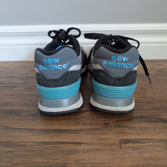 New Balance 574 sneakers shoes black turquoise size 7 - Picture 10 of 16